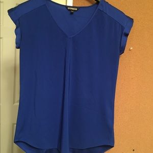 Express royal blue top small, short sleeve w/detai